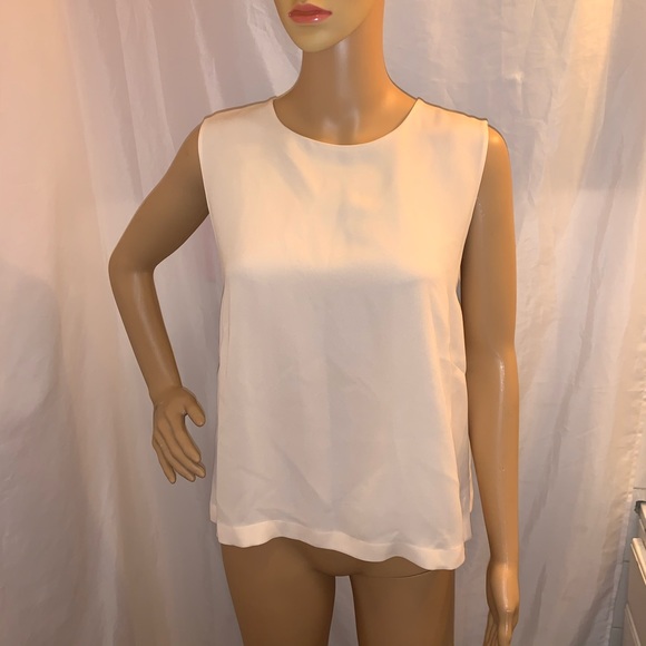 CHANEL size 44 cream silk shell blouse - Picture 10 of 11